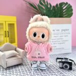 labubu knitted pink hooded suit