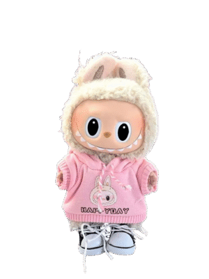 labubu knitted pink hooded suit
