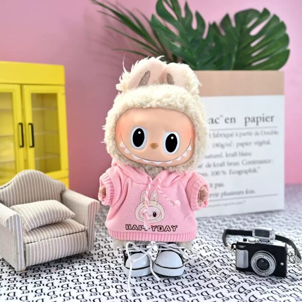 labubu knitted pink hooded suit