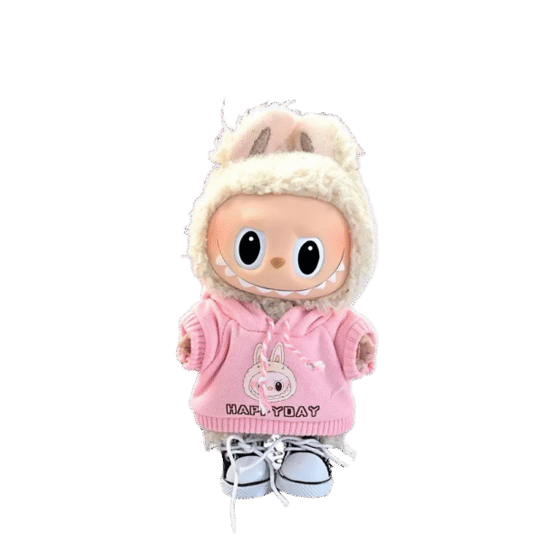 labubu knitted pink hooded suit