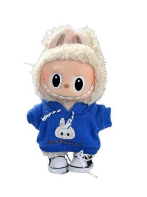 labubu knitted blue hooded suit