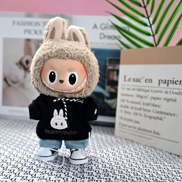 labubu knitted black hooded suit