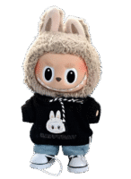 labubu knitted black hooded suit