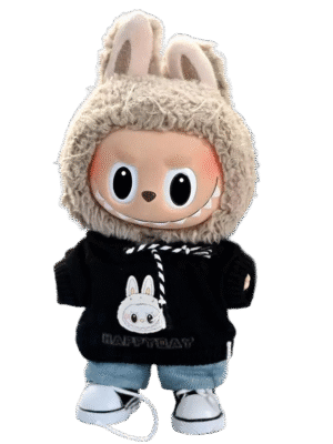 labubu knitted black hooded suit