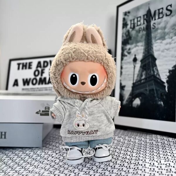 labubu knitted grey hooded suit