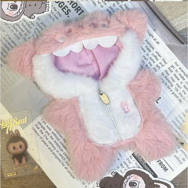 Labubu clothing pink fluffy onesie