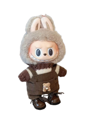 Labubu clothing - casual and versatile sweater, fisherman hat, belted pants set