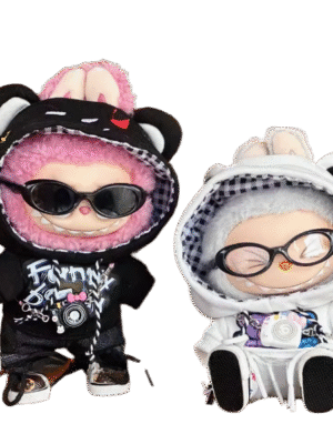 Labubu clothing black and white bear hoodie