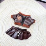 Labubu clothing brown bear leather dress set
