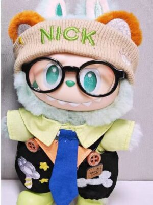 套装（不含娃娃）帽子+眼镜+领带衫+背带裤+鞋子（蓝色领带五件套）