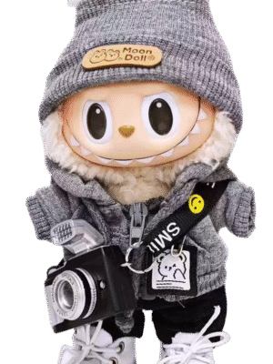 Labubu clothing gray casual hoodie set