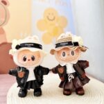 Labubu clothing brown bear leather dress set