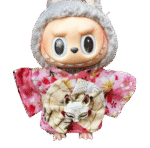 Labubu pink floral kimono