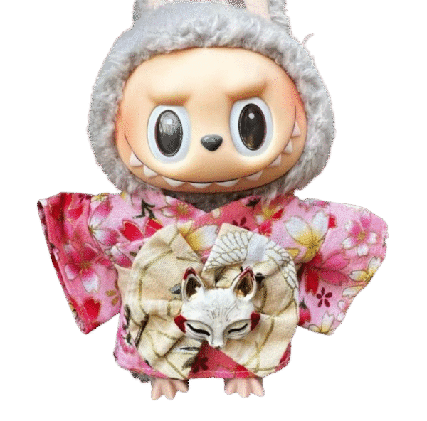 Labubu pink floral kimono