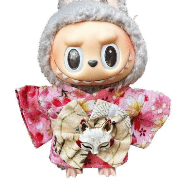 Labubu pink floral kimono