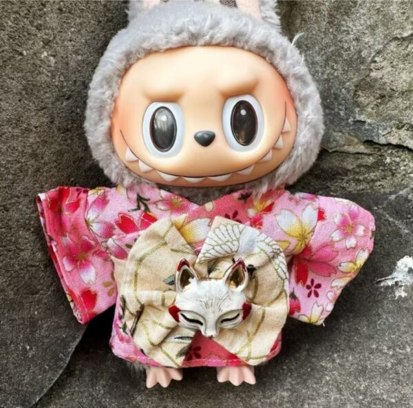 Labubu pink floral kimono