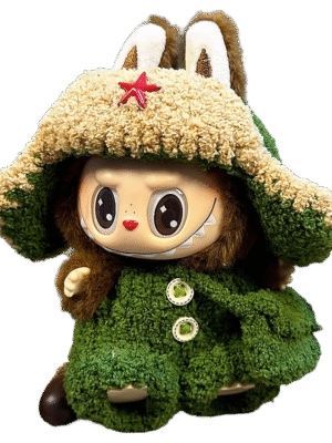 Labubu clothing - green military-style coat set