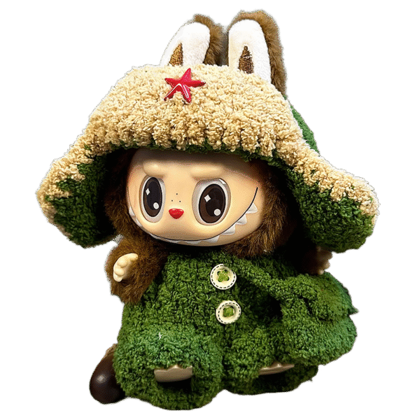 Labubu clothing - green military-style coat set