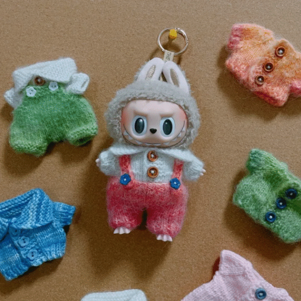 Labubu clothing - macaron color series knitted drawstring pants