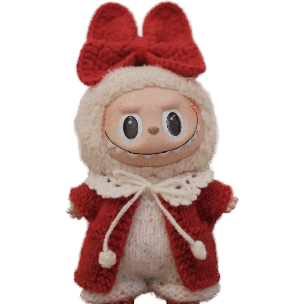 Labubu clothing Christmas crochet red set