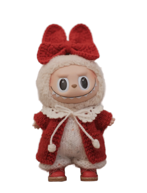 Labubu clothing Christmas crochet red set