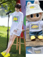 Labubu clothing Li Yuchun white T-shirt outfit