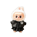 Labubu clothing - black leather coat, mountain tea flower suit