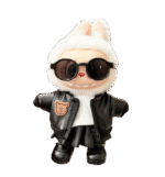 Labubu clothing black bear leather dress set