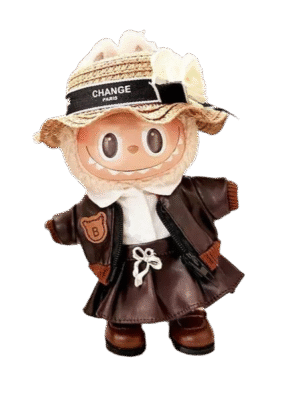 Labubu clothing brown bear leather dress set