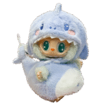 Labubu clothing blue fluffy shark onesie set