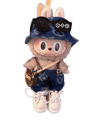 labubu's clothes are dark blue lv casual wear