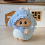 Labubu clothing blue fluffy shark onesie set