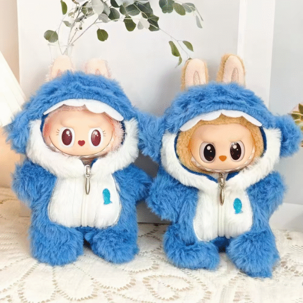 Labubu clothing blue fluffy onesie