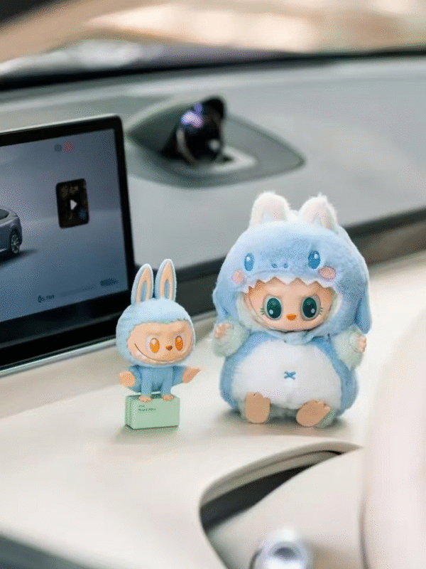 Labubu clothing blue fluffy shark onesie set