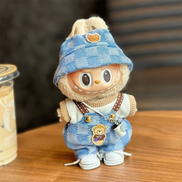 Labubu clothing - blue belt pants set