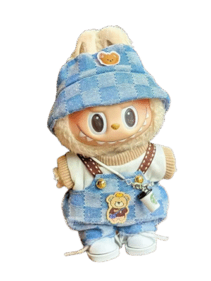 Labubu clothing - blue belt pants set