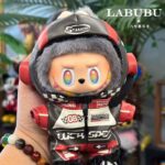 Labubu clothing red and black racing suit set