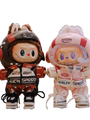 Labubu clothing red and black racing suit set