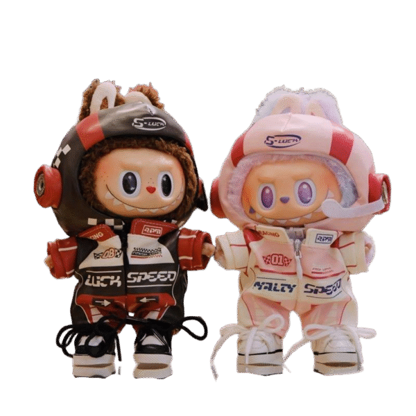 Labubu clothing red and black racing suit set