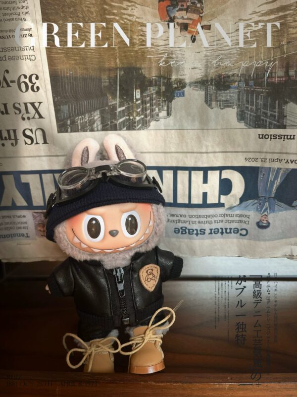 Labubu clothing cool leather jacket punk style set