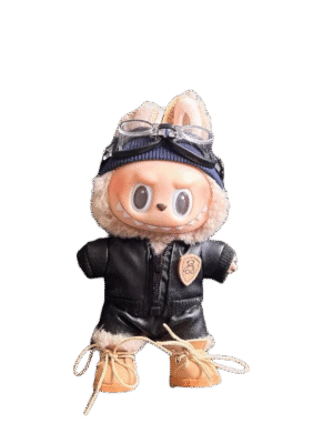 Labubu clothing cool leather jacket punk style set