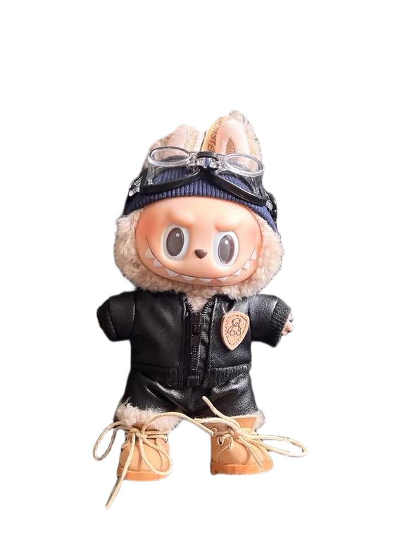 Labubu clothing cool leather jacket punk style set