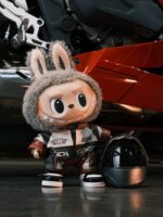 Labubu clothing red and black racing suit set