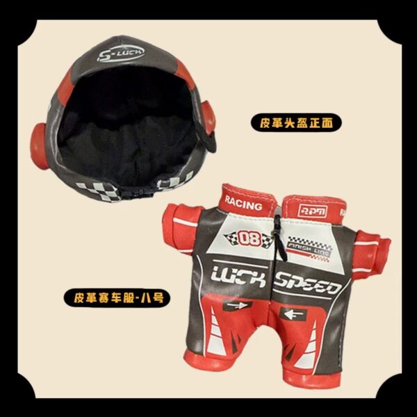 Labubu clothing red and black racing suit set