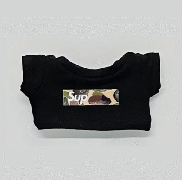 Labubu clothes supreme black and white suit