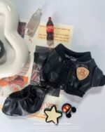 Labubu clothing cool leather jacket punk style set