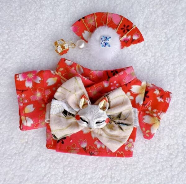 Labubu red small floral kimono