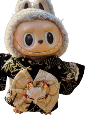 Labubu Black Carp kimono