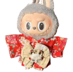 Labubu red small floral kimono