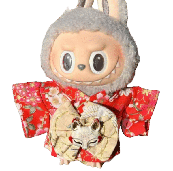 Labubu red small floral kimono